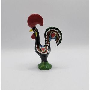 Vintage Good Luck Rooster of Barcelos Portugal 5" Metal Figurine